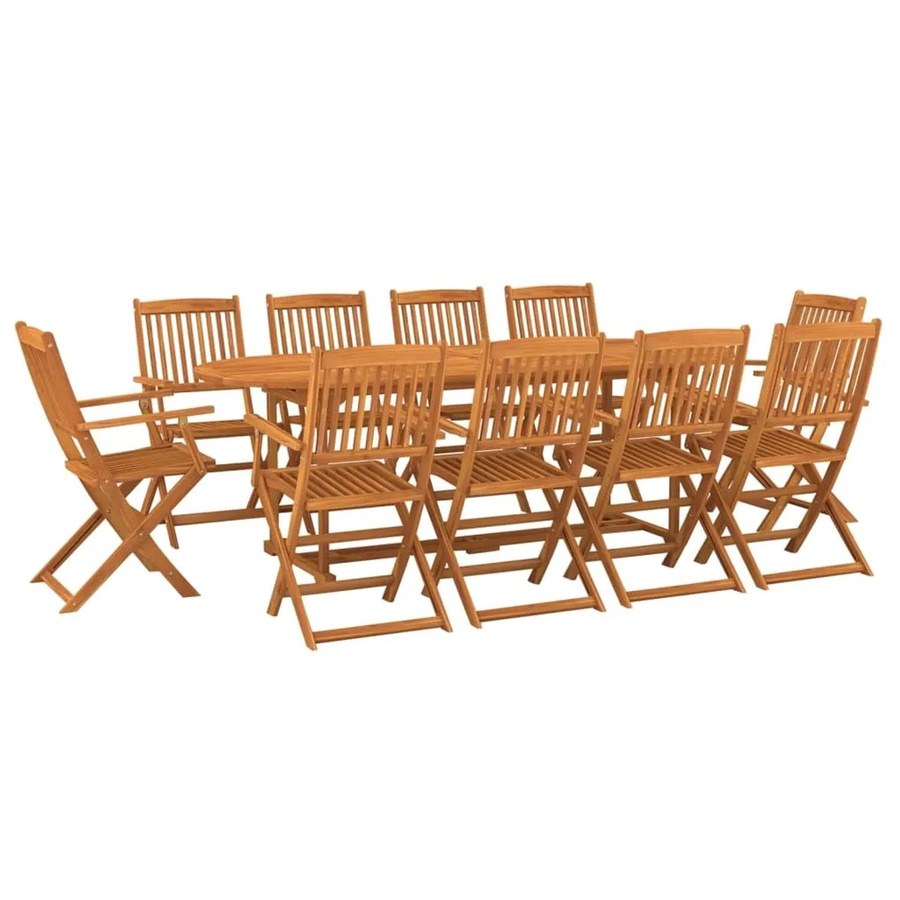 vidaXL 11-tlg. Garten-Essgruppe aus Akazien-Massivholz in Braun, B/T/H: 220 x 90 x 75 cm - Bild 2