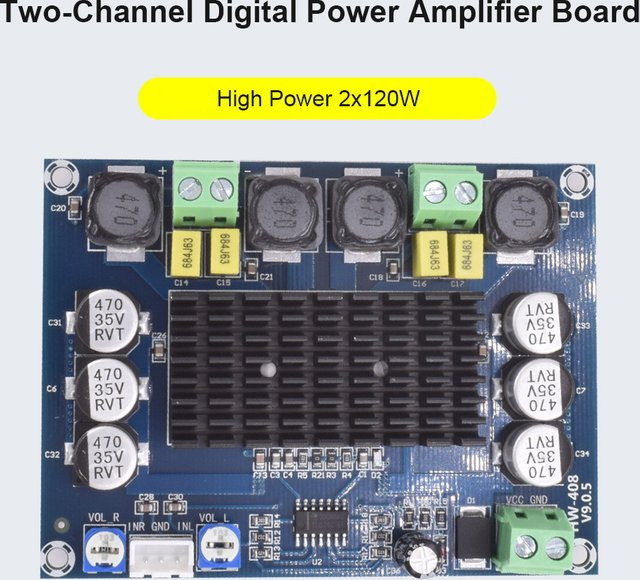 Alloet XH-M543 Klasse D Stereo Digital-Audio-Verstärkermodul TPA3116 Zweikanal 120W+120W Blau - Bild 1