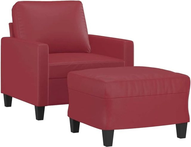 vidaXL Sessel mit Hocker in Weinrot aus Kunstleder für dein Wohnzimmer - Bild 1