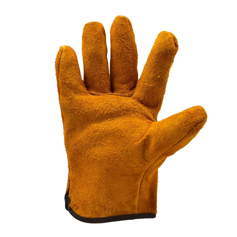 Arbeitsschutz-Handschuhe aus Rindsleder in Gelb, doppellagig und verschleißfest für das Schweißen als persönliche Schutzausrüstung - Bild 4
