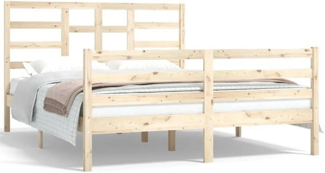 vidaXL Massivholzbett aus Kiefer in Braun, B/T/H: 150 x 200 x 104 cm (Breite: 150 cm, Tiefe: 200 cm, Höhe: 104 cm) - Bild 1