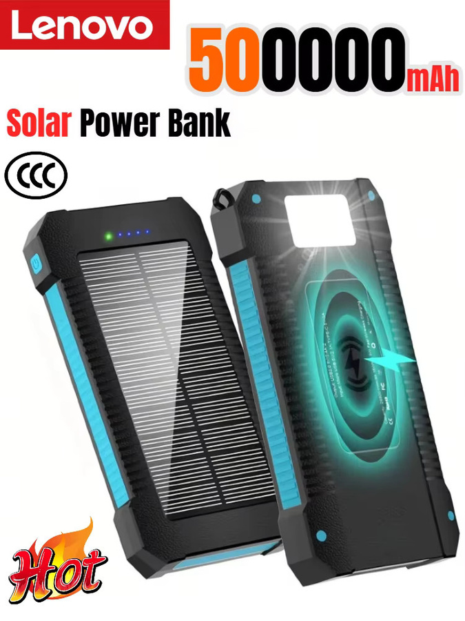 Lenovo Solar-Powerbank mit 500000 mAh Kapazität für iPhone, Samsung und Huawei in Schwarz und Gelb - Bild 5