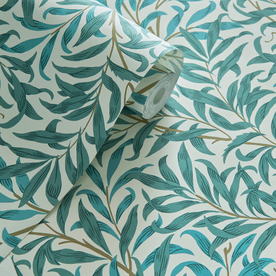 Clarke & Clarke Tapete Willow Boughs in Petrol und Türkis mit floralem Art-Nouveau-Design und botanischem Muster - Bild 1