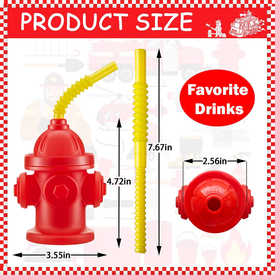 EsenTroye Hydrant-Strohhalmbecher mit Deckel in Rot, 355 ml - Bild 2