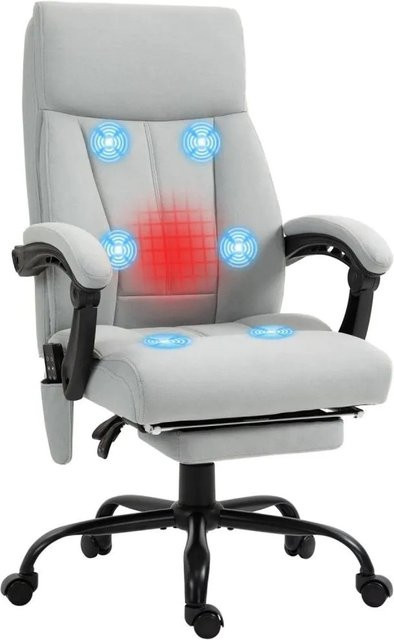 Vinsetto Bürostuhl in Grau mit Kopfstütze, Armlehnen und Stoffbezug für Home-Office und Erwachsene - Bild 1