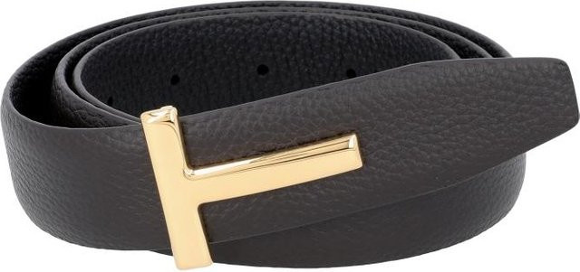 Tom Ford Wende-Gürtel, Gold T-Logo-Schnalle, black, Herren - Bild 1