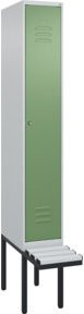 C+P Spind Classic PLUS Garderobenspind mit Sitzbank, 1 Abteil, Lichtgrau, B/T/H: 212,0 x 30,0 x 81,5 cm - Bild 1