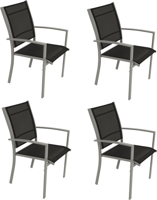 DEGAMO Stapelsessel PINO 4er Set aus Metall und Textilgewebe in Schwarz - Bild 1
