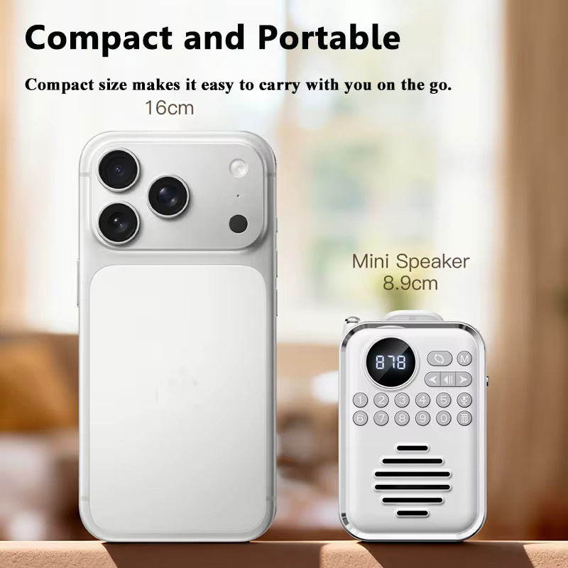 JINSERTA Mini Tragbares FM-Radio mit HD-Display, Digitaler Radioempfänger und Bluetooth-Lautsprecher, Sprachrekorder und TF-Karten-Player in Schwarz oder Grün - Bild 5