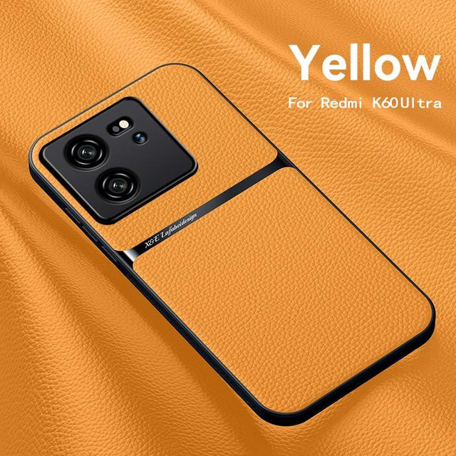 Magnetische Leder Handyhülle für Xiaomi 13T Pro und Redmi K60 Ultra in Orange, stoßfeste Schutzhülle - Bild 1