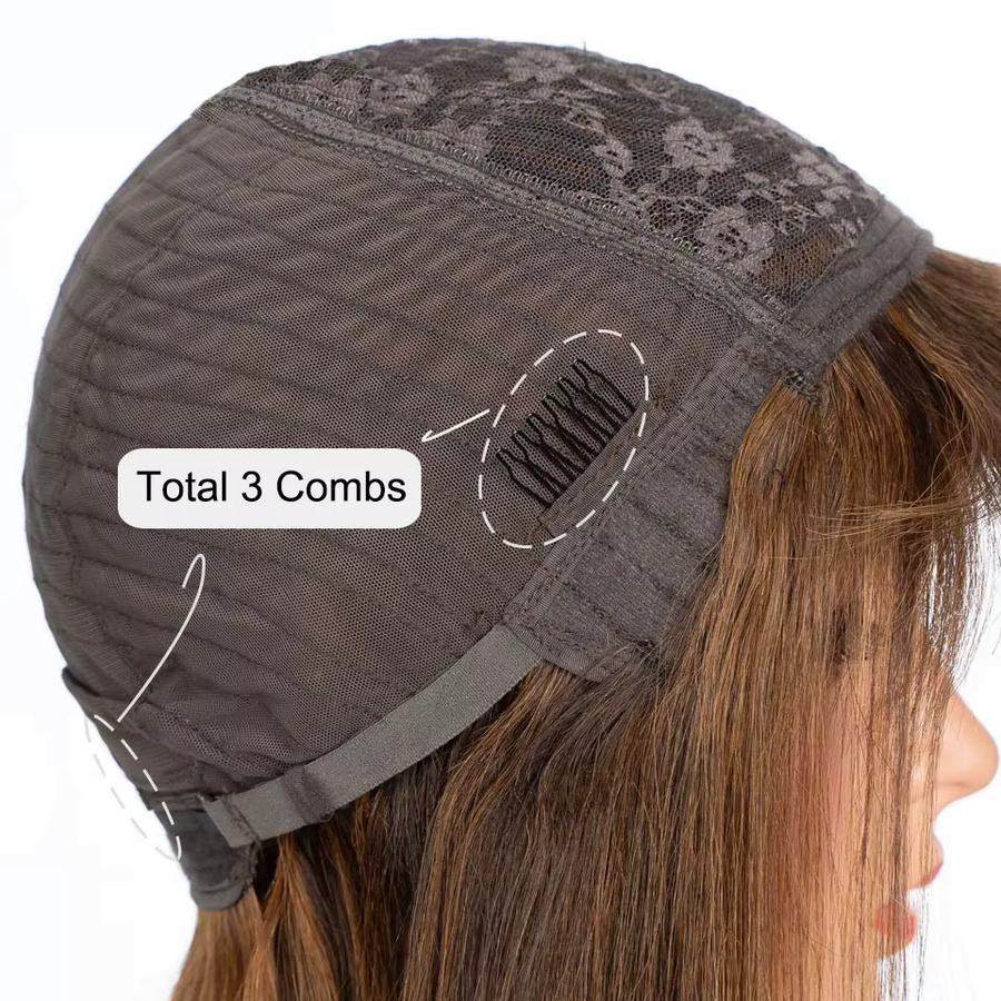 Lolely Dream Ombre Highlight Bob-Perücke mit Pony, Echthaar, 150 Dichte - Bild 5