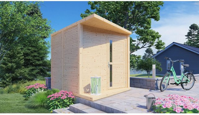 Bertilo Gartenhaus Concept Flachdach aus Holz in Natur mit modernem Design B/T/H: 297 x 234 x 227 cm - Bild 1