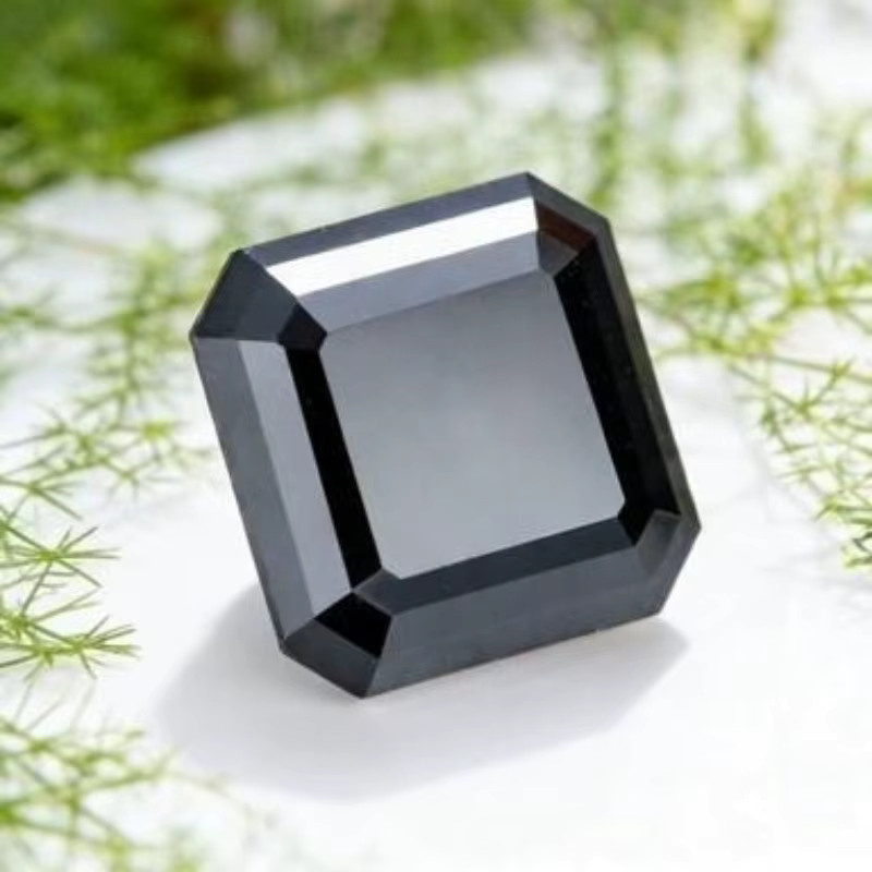 CHAOPAIZHIWU Moissanit Anhänger, Asscher-Schliff, quadratisch, schwarz - Bild 3