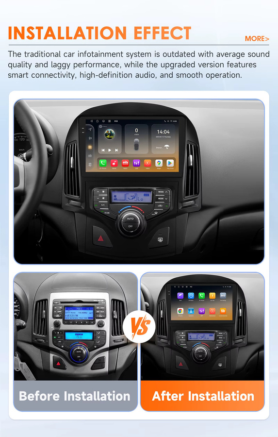 OSSURET Android 14 Autoradio für Hyundai I30 (AT) 2006-2011 mit Octa-Core 2,0GHz, HD-Display und Bluetooth in Schwarz - Bild 3