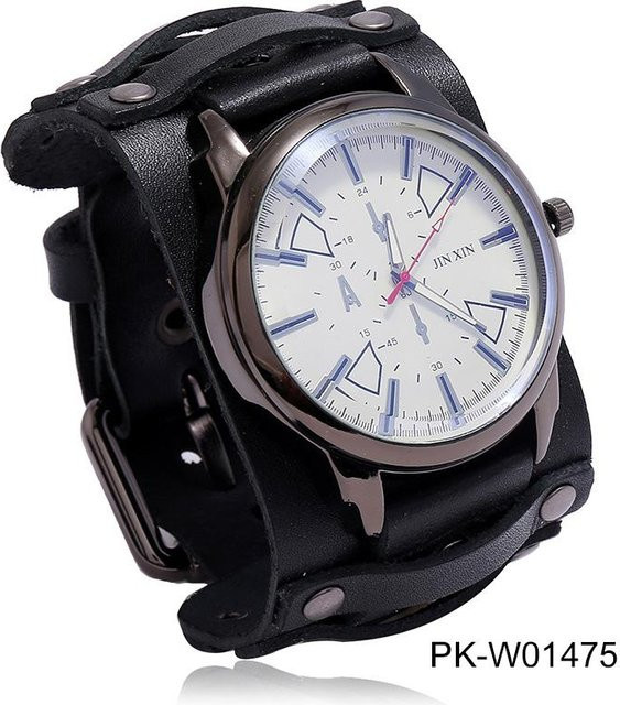 YIRAN Armbanduhr, Analoguhr, Quarz, Leder, Grau, Unisex - Bild 1