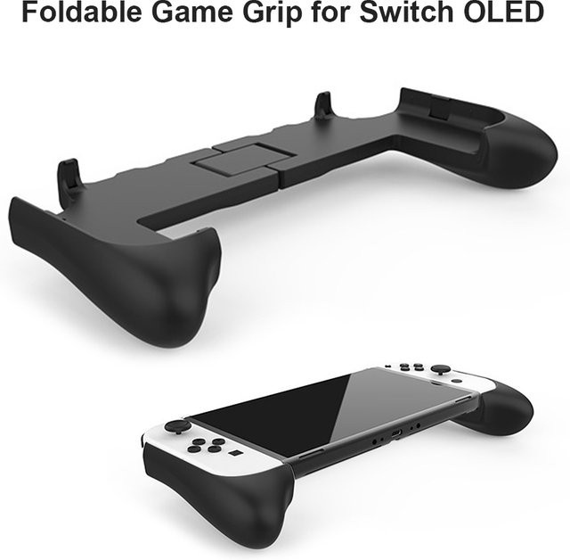 VKTECH Ergonomischer Handgriff-Ständer für Nintendo Switch OLED, faltbare Schutzhülle aus ABS in Schwarz - Bild 1