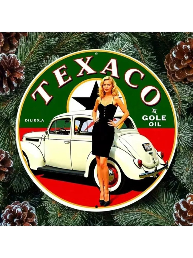 CIFBUY Texaco Vintage Metall-Rundschild aus Aluminium, wetterfeste Wanddekoration in Multicolour, Durchmesser: 20 cm - Bild 3