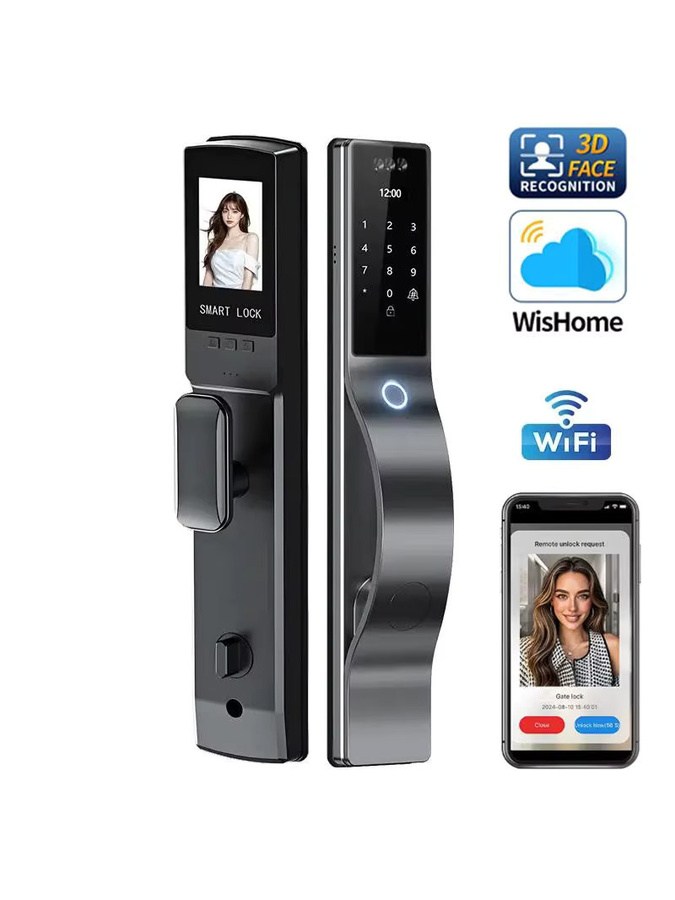 BMAD WLAN Smart Schloss mit 3D-Gesichtserkennung und biometrischem Fingerabdruck in Schwarz - Bild 6