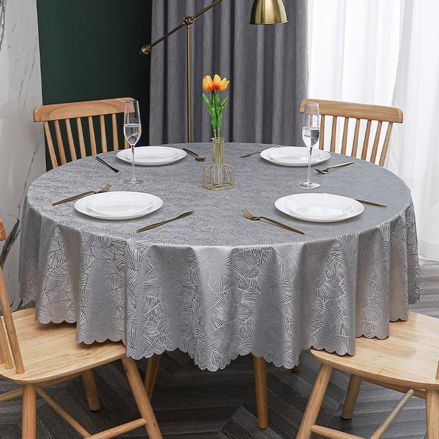 Runde Tischdecke Super Six mit floralem Muster in Grau, wasserabweisend und waschbar, Durchmesser: 120 cm - Bild 1