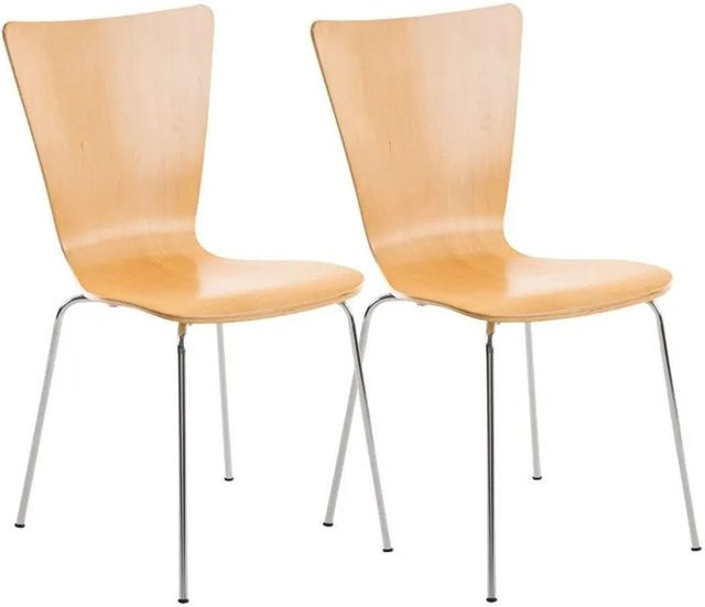 DELUKE 2er Set Besucherstühle TOKYO Konferenzstuhl und Bürostuhl aus Holz in Braun, B/T/H: 43 x 50 x 84 cm - Bild 1