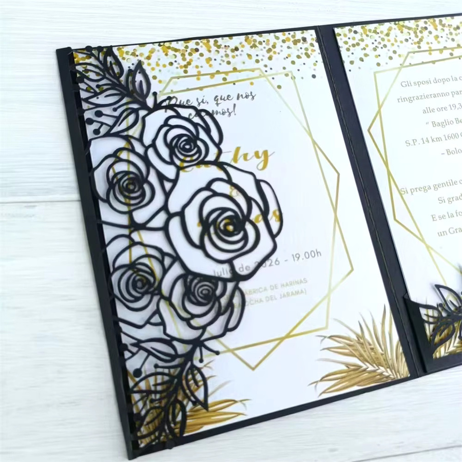 50 Stück Blumen-Laser-Einladungskarten-Ordner mit Taschenumschlag von Msinvitation Store für Hochzeit, Verlobung oder Geburtstag - Bild 3