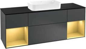 V&B Waschtischunterschrank Finion mit Wandbeleuchtung, Breite: 160 cm, Tiefe: 50,1 cm, Höhe: 50,1 cm, lackiert, matt dunkelblau - Bild 1