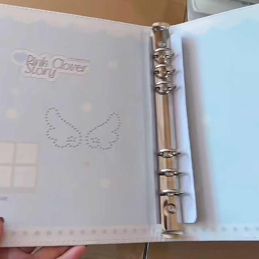 MINKYS Kpop Fotokarten-Sammelmappe A5 aus PU-Leder mit Engelsflügel-Design in Rosa und Babyblau - Bild 3