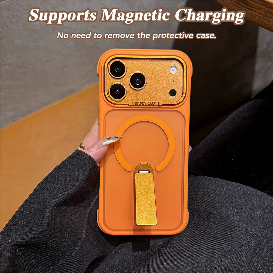 Magnetische faltbare Standhalterung Handyhülle AKABEILA für iPhone kompatibel mit MagSafe in Grün - Bild 3
