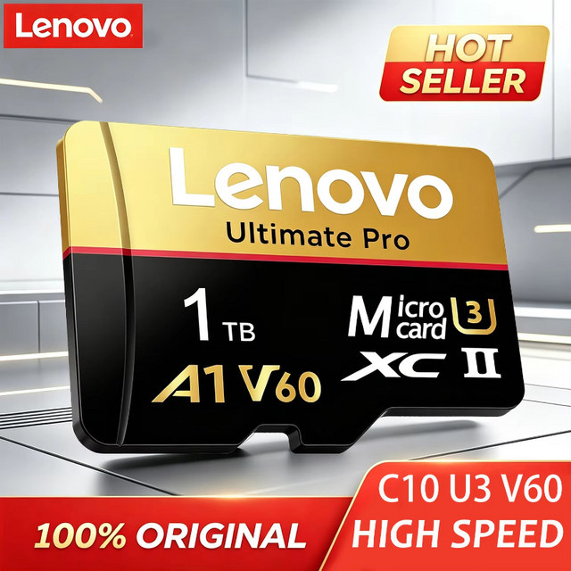 Lenovo Micro SD-Karte UHS-I A1 V60 Speicherkarte mit 1 TB Kapazität für Nintendo Switch, Insta360 und DJI Drohnen - Bild 1