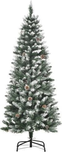 HOMCOM Künstlicher Weihnachtsbaum in Grün und Weiß mit 630 Zweigen, 37 Tannenzapfen und beschneiten Spitzen, Höhe: 150 cm - Bild 1
