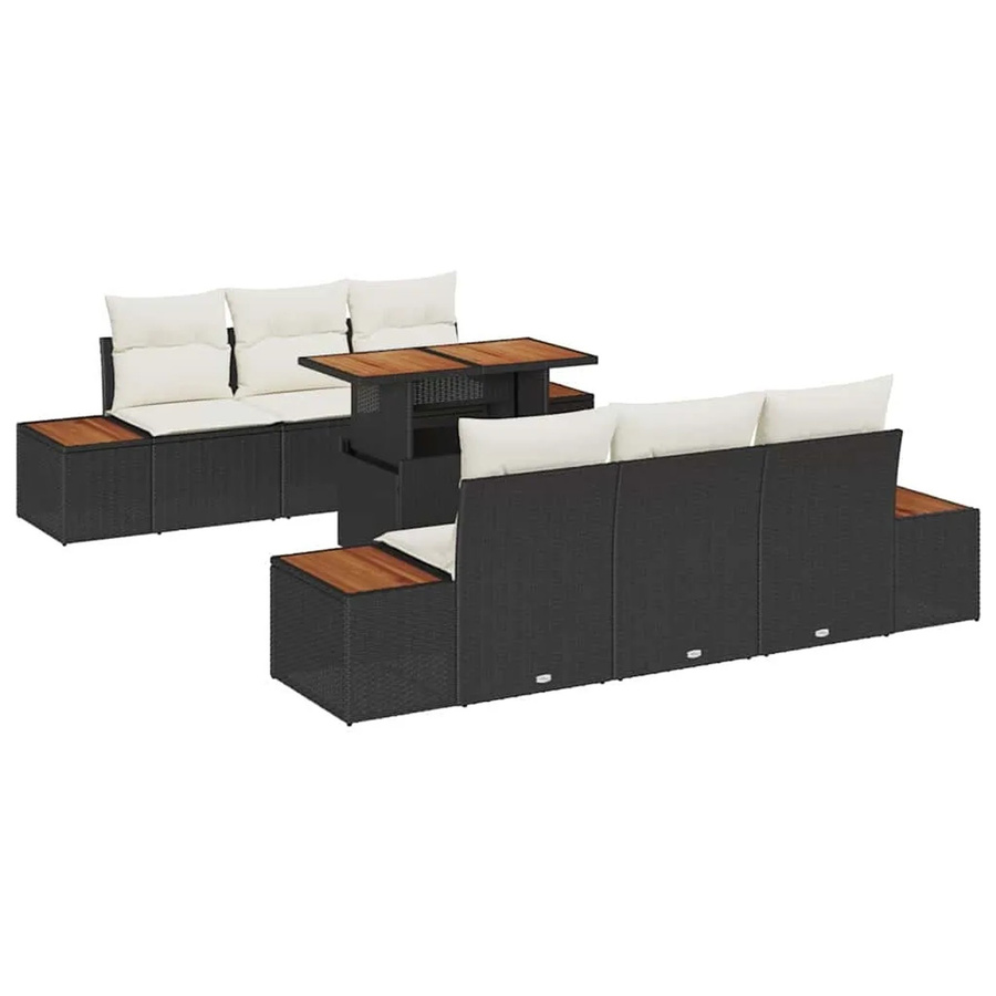 7-teiliges vidaXL Garten-Sofa-Set aus Poly-Rattan mit Speicherfunktion in Schwarz - Bild 2