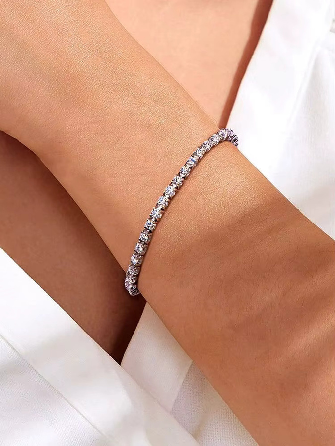 ATTAGEMS Tennisarmband, 925 Silber, Moissanit, Damen Herren - Bild 3