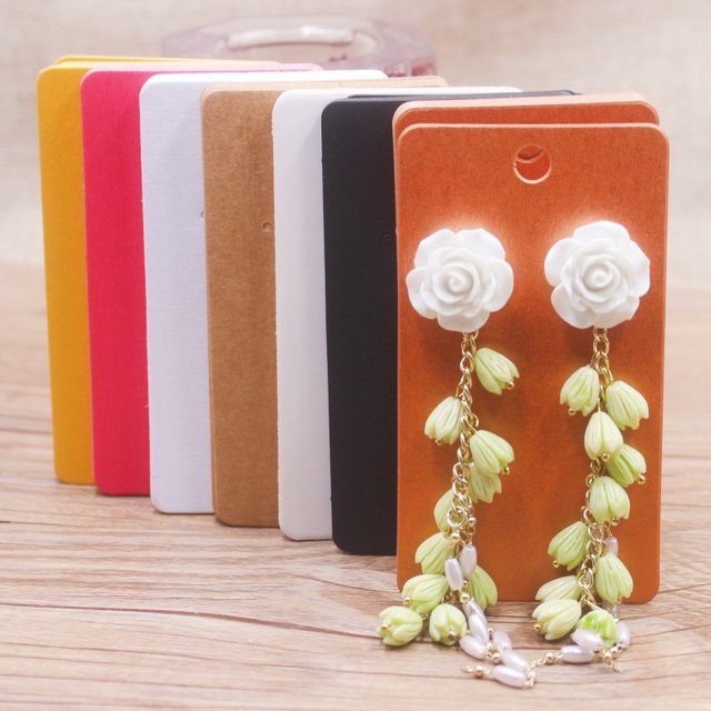100 Stück Earmail Schmuck-Display-Karten für Ohrringe in Rot, B: 5 cm x H: 9 cm - Bild 1
