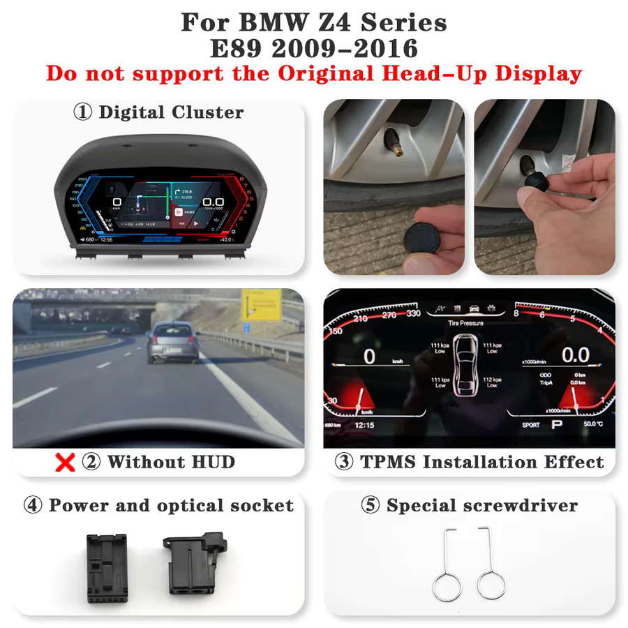 AUTOTOP 11 Zoll Digitales Instrumentenpanel mit Linux und Wireless Carplay für BMW Z4 E89 2009-2016, Schwarz - Bild 6