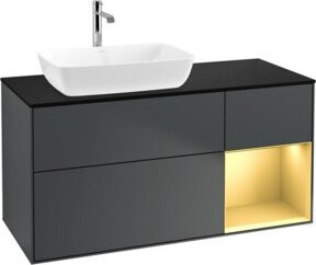 V&B Waschtischunterschrank Finion mit Wandbeleuchtung, Breite: 120 cm, Tiefe: 50,1 cm, Höhe: 50,1 cm, lackiert, matt blau - Bild 1