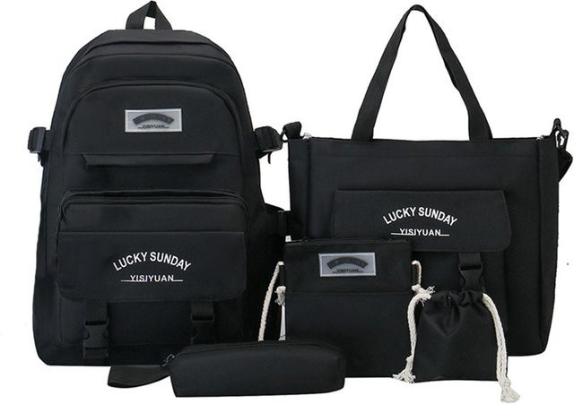 4-teiliges Schultaschen-Set von Weft für Mädchen in Schwarz mit Rucksack, Handtasche und Federmäppchen - Bild 1