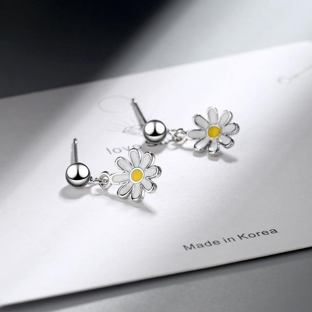 Wucifang Jewelry Ohrstecker 925 Sterling Silber, Daisy Blume, Damen - Bild 1