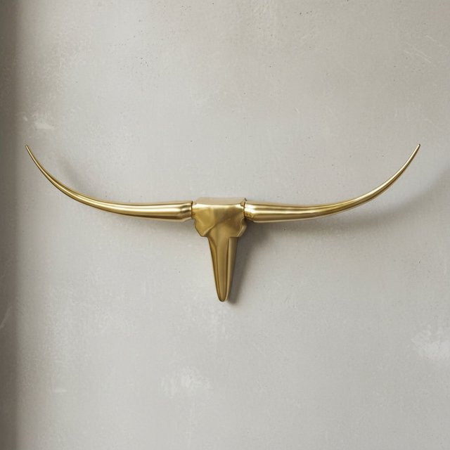 KADIMA DESIGN Deko Geweih Bull L aus Aluminium in Gold, Wanddekoration, B: 125 cm, H: 60 cm, T: 10 cm - Bild 1