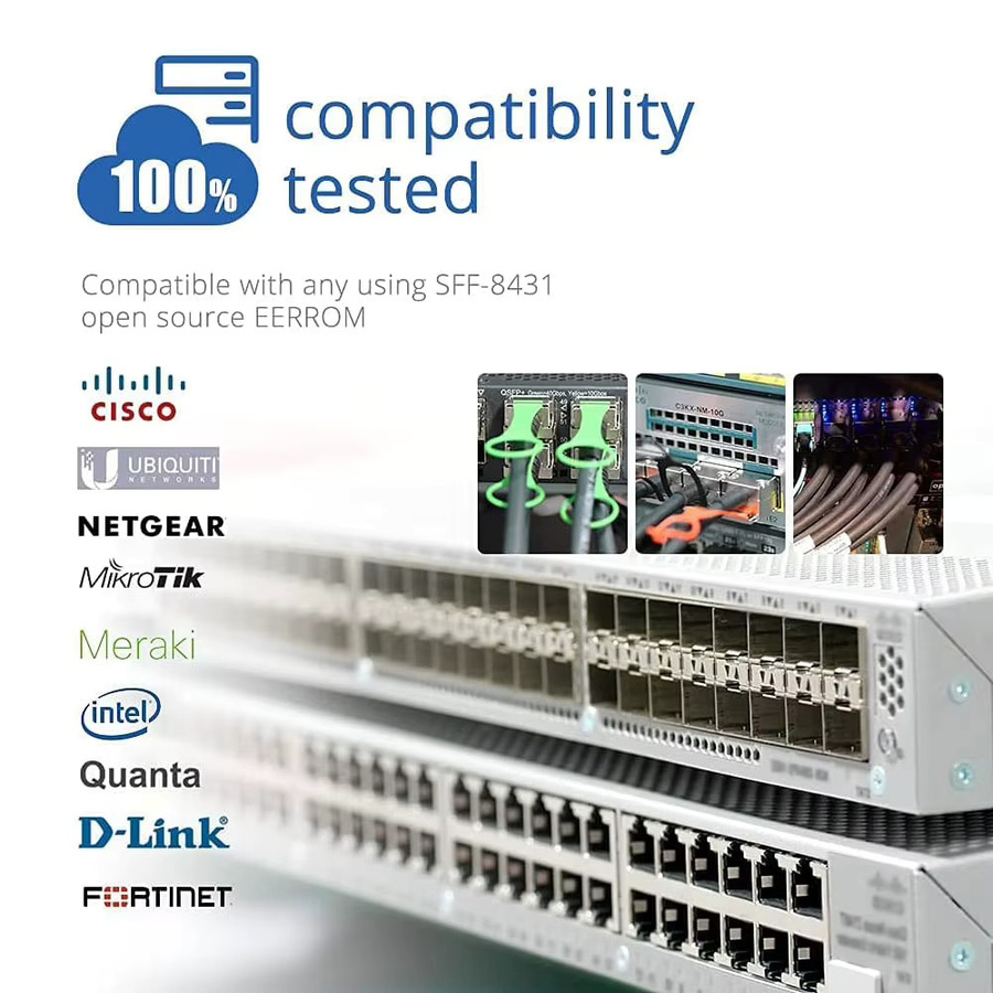 ZoeRax 10G SFP+ Twinax DAC-Kabel passives Direct-Attach-Kupferkabel in Silber kompatibel mit Cisco MikroTik HP und Intel Switches - Bild 3