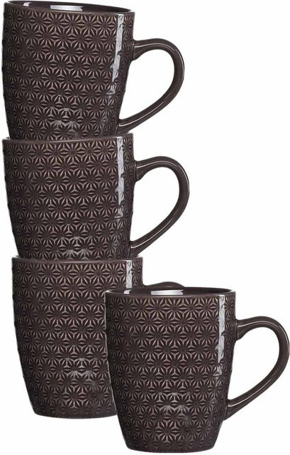 Ritzenhoff & Breker Henkelbecher Floris aus Keramik, Braun, 4er Set, 350 ml pro Becher - Bild 1