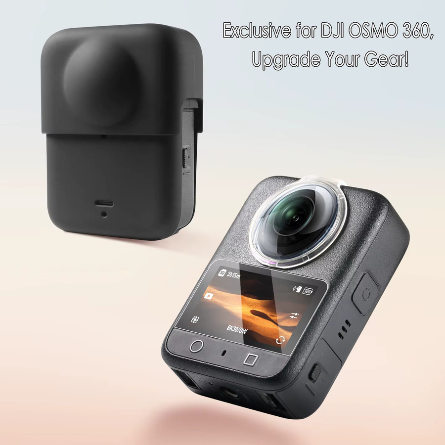 DJI OSMO 360 Erweiterungs-Zubehör Kit mit Silikon-Schutzhülle und HD-Gehärtetem Glas Objektivschutz in Schwarz - Bild 2
