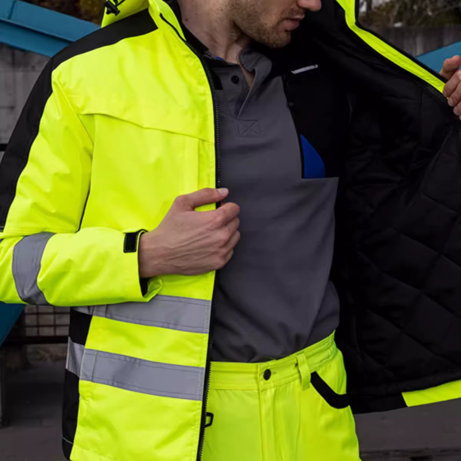 SPARDWEAR 3-in-1 Winter-Arbeitsanzug Set für Bauarbeiter, wasserdichte Arbeitsjacke mit Futter und Arbeitshose, Farbe: Gelb - Bild 4