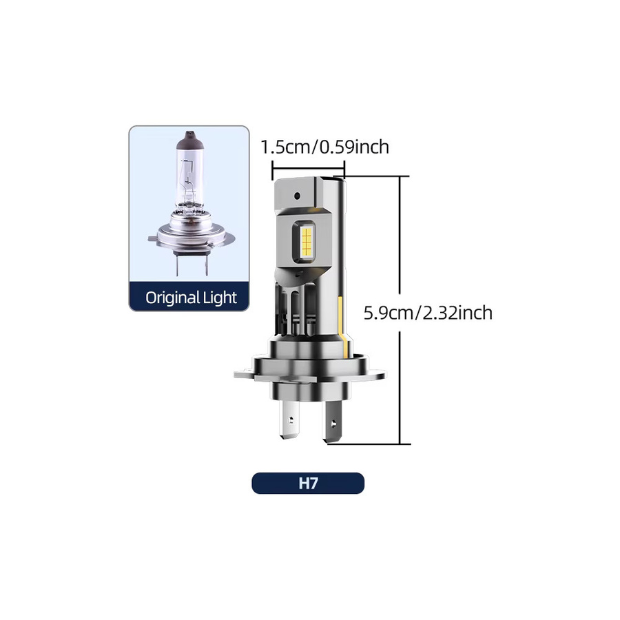 Cnsunnylight Mini-Turbo-Lüfter-LED-Scheinwerferlampen in Grün und Silber, 6000 K, H7 H4 H11 9005 9006 1:1 Halogengröße für deine Autobeleuchtung - Bild 6