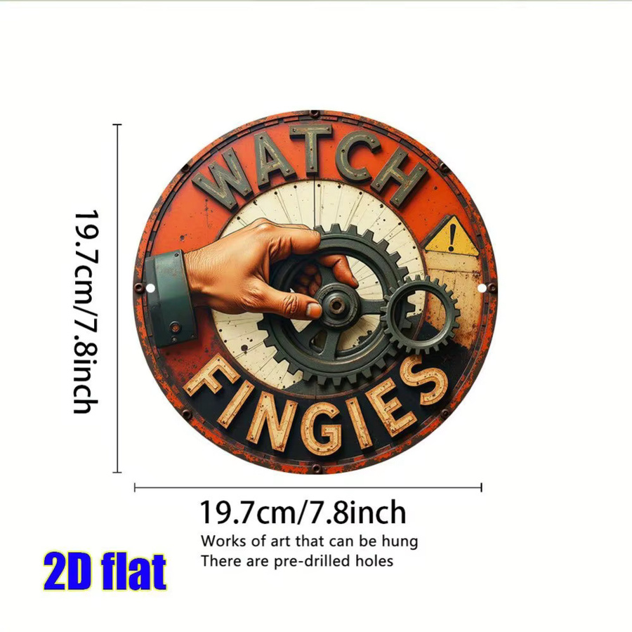 Rundes Aluminium-Warnschild von CIFBUY mit der Aufschrift Vorsicht vor den Fingern, Durchmesser: 19,81 cm - Bild 2