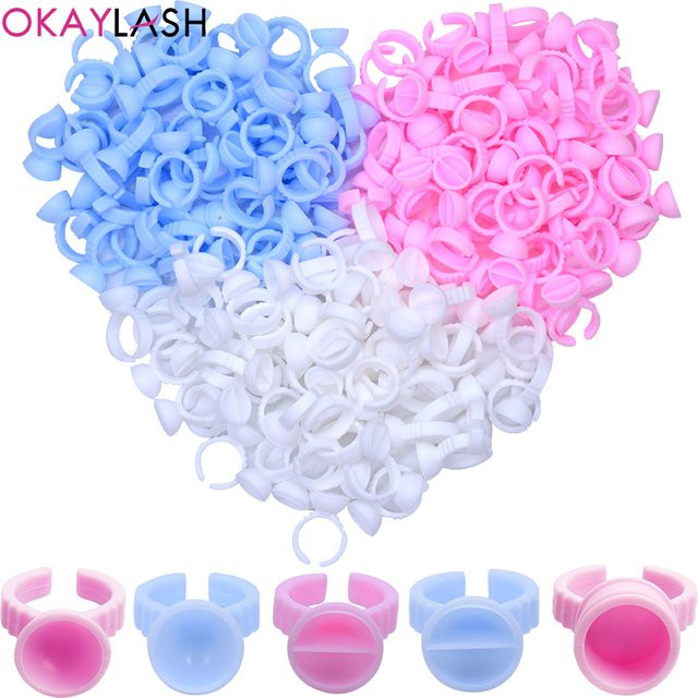 OKAYLASH Wimpern Kleber Ringe S1 blue, 100 Stück, Unisex - Bild 1