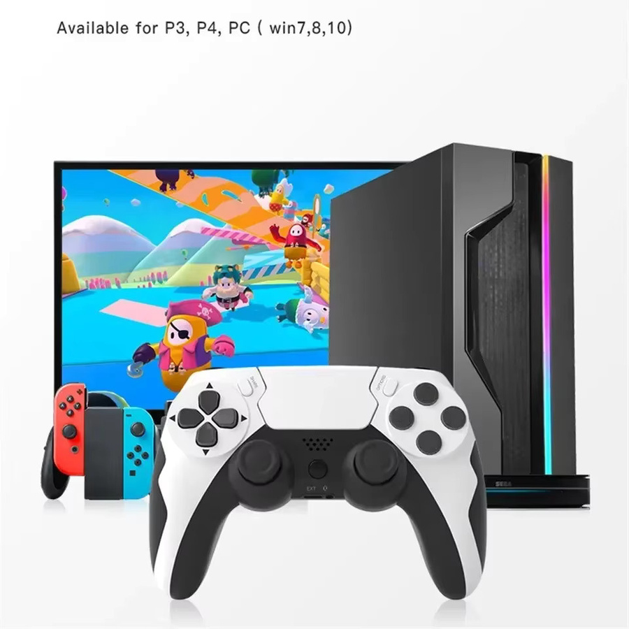 GAMINJA Wireless Gamepad P48 Bluetooth Controller mit Sechs-Achsen-Gyroskop und Dual-Vibration für PS4, PS3 und PC in Schwarz und Rot - Bild 4