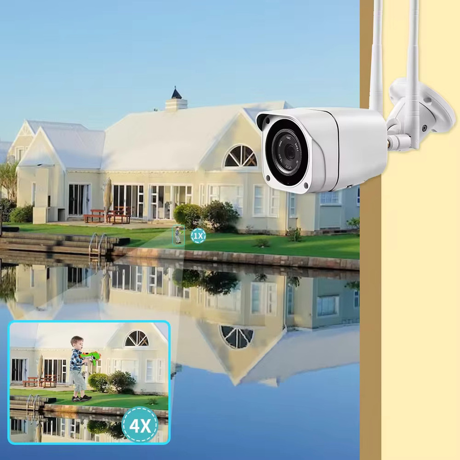 MAMICAM 5MP Überwachungskamera mit Wi-Fi und 4G SIM GSM für Outdoor Sicherheit, wasserdicht IP66, Weiß - Bild 4