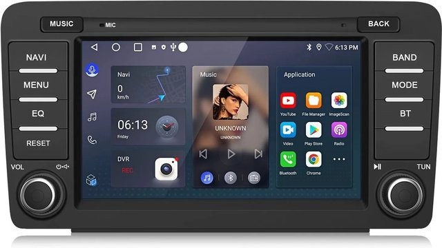 Junsun Android Autoradio mit 8 Zoll Display, 2 GB RAM und 64 GB Speicher, Schwarz, für Skoda Octavia Mk2, Yeti und Rapid, inklusive Wi-Fi und GPS - Bild 1