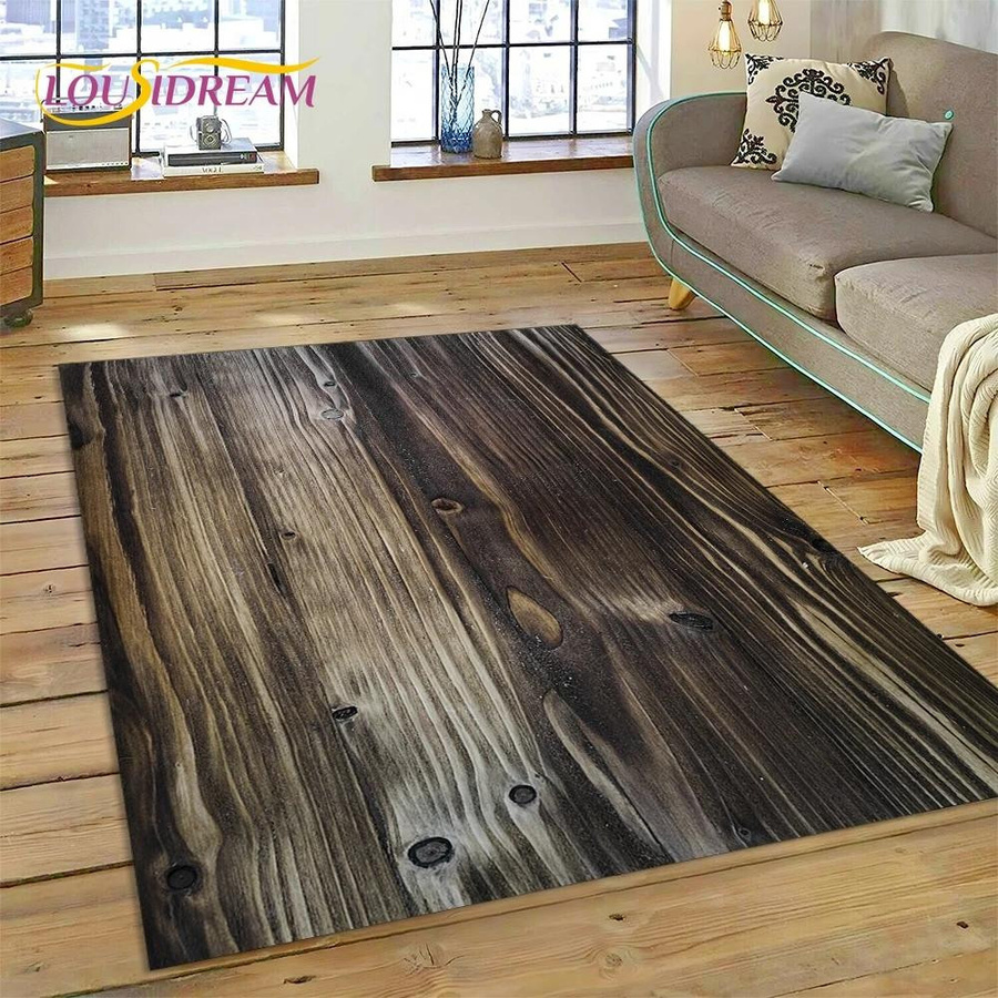 ChenYing01 3D-Teppich mit Holzmaserung in Braun, rutschfest und waschbar, B: 160 cm, T: 230 cm - Bild 1