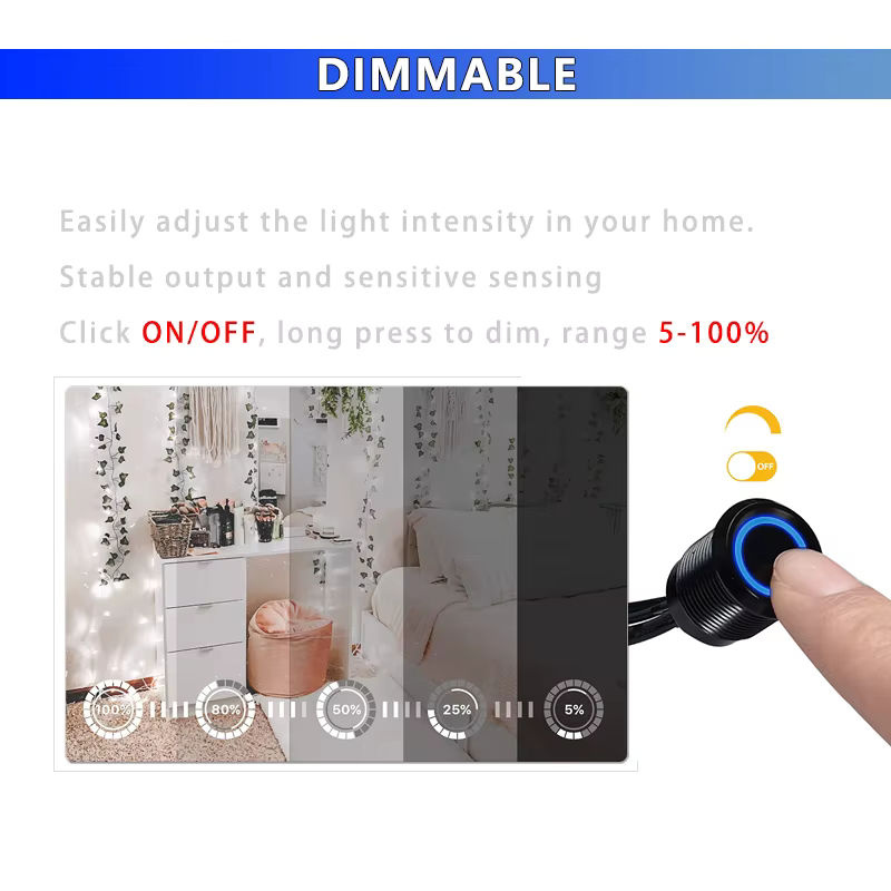 Lebeisenf LED-Touch-Dimmer für einfarbige LED-Streifen, 12V/24V, 6A, Schwarz, Einbau-Controller für Schrank- und Barbeleuchtung - Bild 4